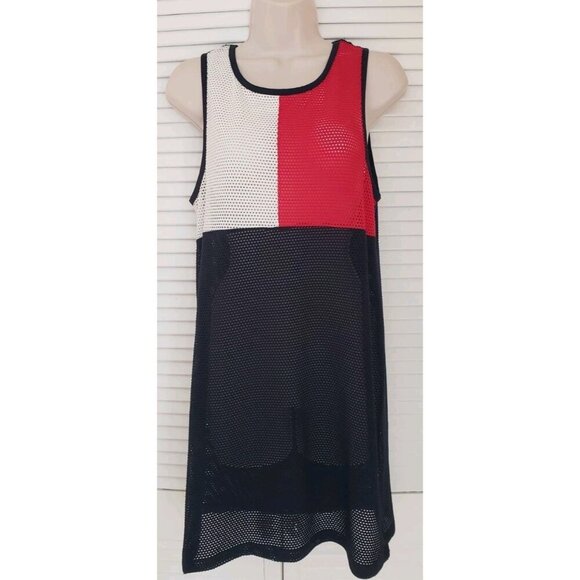 NWT TOMMY HILFIGER COLORBLOCKED PERFORATED DRESS COVER-UP SMALL - Picture 2 of 8